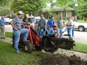 our Rocklin Irrigation Repair team brings in the big trencher for full installations